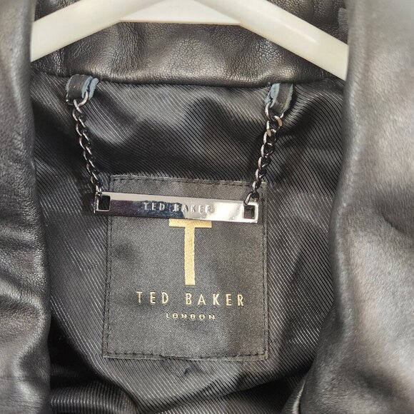 Ted Baker London Ssali Cropped Leather Jacket Small/XS - Picture 9 of 16
